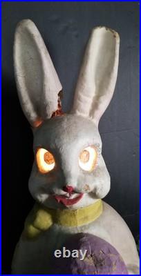 Rare Paper Mache Pulp Store Display Lighted Bunny Rabbit Easter Decor Lg 36 Vtg