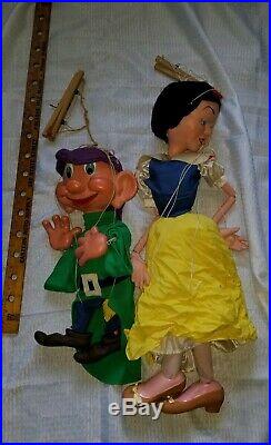 Rare Pelham Disney Store Display Large Snow White & all 7 Dwarfs Marionettes