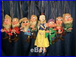 Rare Pelham Puppet Disney Store Display LG Snow White & All 7 Dwarfs Marionettes