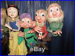 Rare Pelham Puppet Disney Store Display LG Snow White & All 7 Dwarfs Marionettes