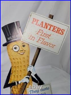 Rare Planter Peanuts Cardboard Store Display Sign with Mr Peanut Petey Planter