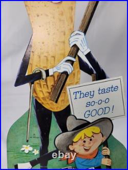 Rare Planter Peanuts Cardboard Store Display Sign with Mr Peanut Petey Planter