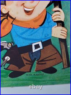 Rare Planter Peanuts Cardboard Store Display Sign with Mr Peanut Petey Planter