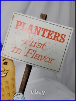 Rare Planter Peanuts Cardboard Store Display Sign with Mr Peanut Petey Planter