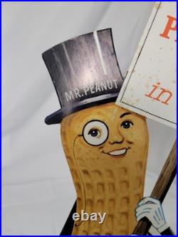 Rare Planter Peanuts Cardboard Store Display Sign with Mr Peanut Petey Planter