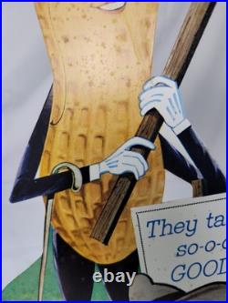 Rare Planter Peanuts Cardboard Store Display Sign with Mr Peanut Petey Planter