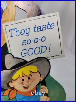 Rare Planter Peanuts Cardboard Store Display Sign with Mr Peanut Petey Planter