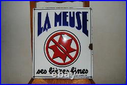 Rare Plaque Emaillee Bombee La Meuse Bieres Email Japy