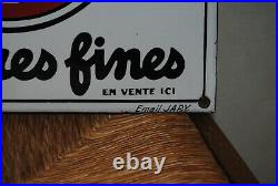 Rare Plaque Emaillee Bombee La Meuse Bieres Email Japy