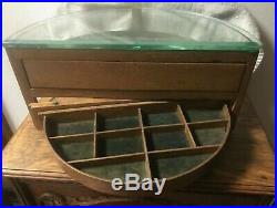 Rare Small Oak Revolving Tray General / Country Store Showcase / Display Case