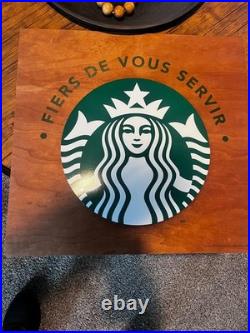 Rare Starbucks French FIERS DE VOUS SERVIR Wood Wall Store Display Sign 2015 S Rare Starbucks French FIERS DE VOUS SERVIR Wood Wall Store Display Sign 2015 S