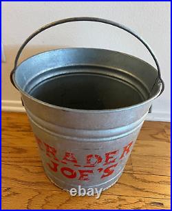 Rare TRADER JOE'S Store Display GALVANIZED BUCKET withHandle MADE IN USA