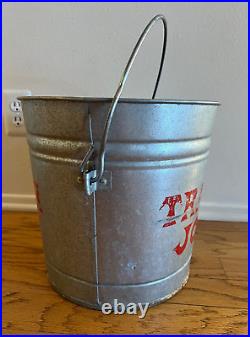Rare TRADER JOE'S Store Display GALVANIZED BUCKET withHandle MADE IN USA