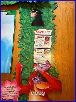 Rare The JUNGLE BOOK DISNEY VIDEO STORE DISPLAY STAND UP VHS BOX Sign