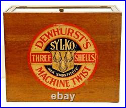 Rare Unusual Dewwhurst's Sylko Three Shells Oak Spool Cabinet