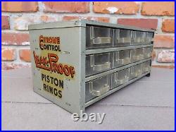 Rare VTG Chrome Control Piston Metal Advertising Gas Station Storage Cabinet Box