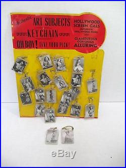 Rare VTG Hollywood Screen Gals Pin Up Girls Keychains Advertising Display Sign