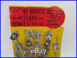 Rare VTG Hollywood Screen Gals Pin Up Girls Keychains Advertising Display Sign