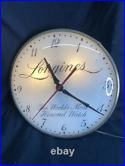Rare Vintage 15 LONGINES Illuminated Store Display Elec Wall Clock