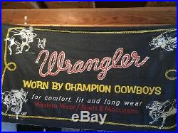 Rare! Vintage 1950s Wrangler Pro Rodeo Store Display Denim Banner Huge
