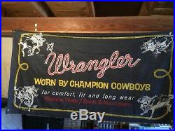 Rare! Vintage 1950s Wrangler Pro Rodeo Store Display Denim Banner Huge