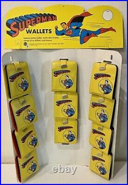 Rare! Vintage 1966 Superman 11 Wallet Store Display With Original Header Sign