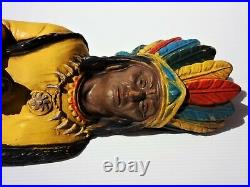 Rare Vintage Alfco Tobacco Cigar Store Indian Chief Advertising Display Statue