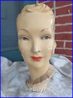 Rare Vintage Art Deco HP Movie Star Store Display Lady Chalk Mannequin Head