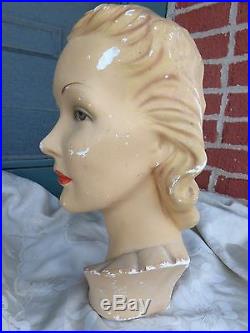 Rare Vintage Art Deco HP Movie Star Store Display Lady Chalk Mannequin Head