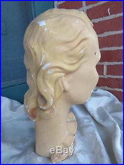 Rare Vintage Art Deco HP Movie Star Store Display Lady Chalk Mannequin Head