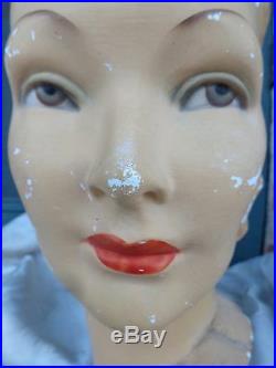 Rare Vintage Art Deco HP Movie Star Store Display Lady Chalk Mannequin Head