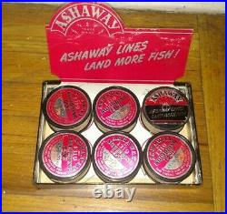 Rare Vintage Ashaway store advertising display 6 full with fishing lines