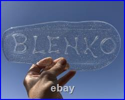 Rare Vintage Blenko Clear Glass Dealer Store Display Sign
