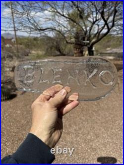 Rare Vintage Blenko Clear Glass Dealer Store Display Sign