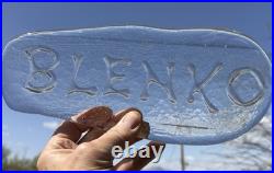 Rare Vintage Blenko Clear Glass Dealer Store Display Sign