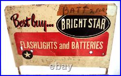 Rare Vintage Bright Star Flashlight & Batteries Metal Store Display 20 Stand