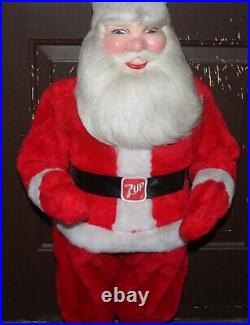 Rare Vintage Christmas 41'' Stuffed 7UP Santa Claus Store Display