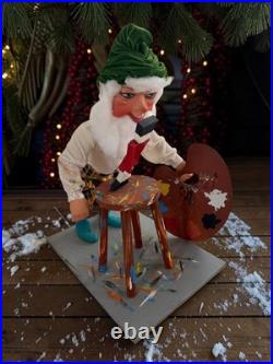 Rare Vintage David Hamberger Animated Artist Elf Gnome Christmas Store Display Rare Vintage David Hamberger Animated Artist Elf Gnome Christmas Store Display