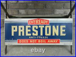 Rare Vintage Eveready Prestone Anti-Freeze Store Display Table with 2 Signs