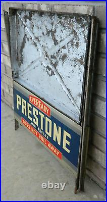 Rare Vintage Eveready Prestone Anti-Freeze Store Display Table with 2 Signs