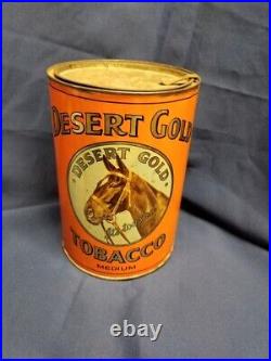 Rare Vintage Ex Lg Desert Gold Tobacco 3 lbs Tin Litho Can Store Display Empty