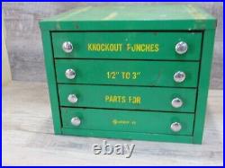 Rare Vintage GREENLEE Knockout Punch Store Display 4 Drawer Metal Parts Cabinet