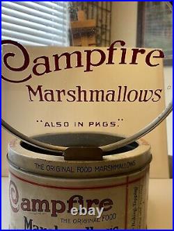 Rare Vintage General Store Countertop Campfire Marshmallow Tin Display
