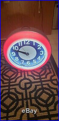 Rare Vintage Huge Neon Clock Old Store Display Diner Grocery Store NICE