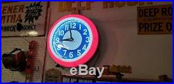 Rare Vintage Huge Neon Clock Old Store Display Diner Grocery Store NICE