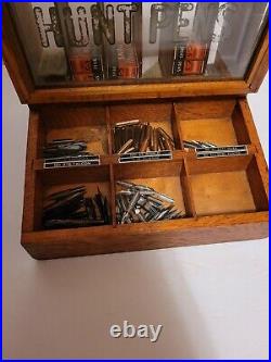 Rare Vintage Hunt Pens General Store Wooden Display with Pen Tips