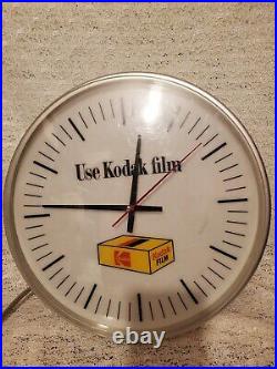 Rare Vintage Kodak Use Kodak Film Advertising Lighted Wall Clock By Dualite