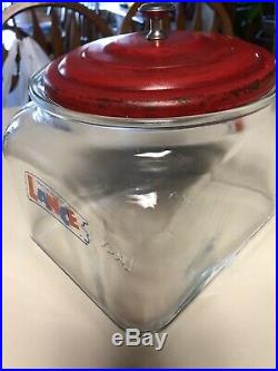 Rare Vintage Large Lance Cracker Cookie Jar Store Display with Metal Lid
