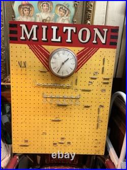 Rare Vintage Milton Store Display Clock Masonite Gas Oil Advertising Board