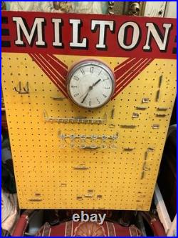 Rare Vintage Milton Store Display Clock Masonite Gas Oil Advertising Board